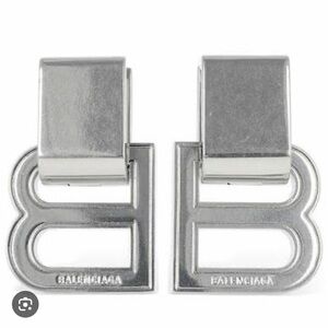 Balenciaga Metallic B drop Square Earrings